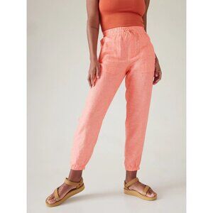 Athleta Retreat Linen Pant Coral Womens Size 12 Lightweight Elastic Waist
